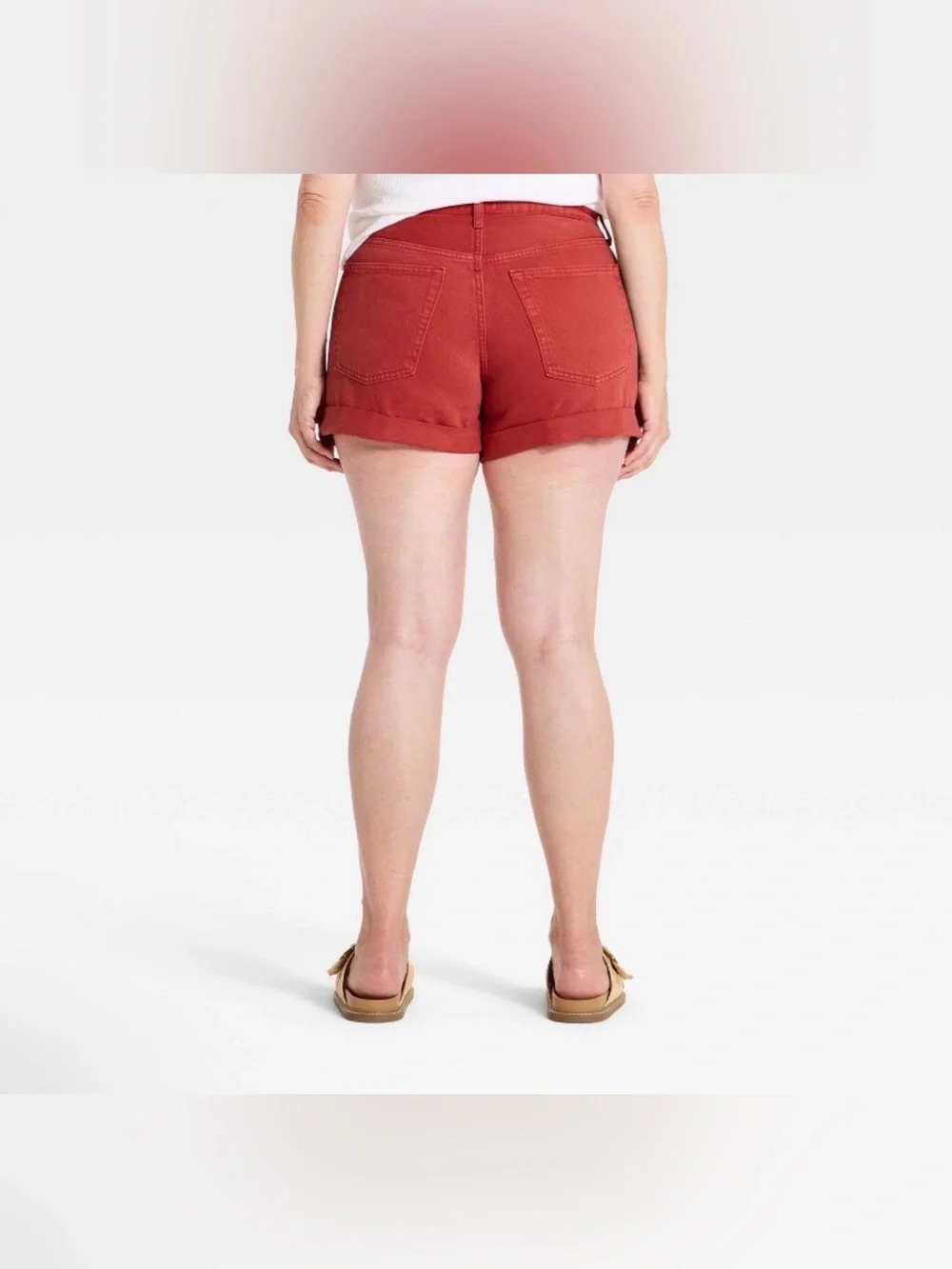 Women's Mid-Rise 90s Baggy Cuff Denim Shorts - Universal Thread™ Red 14